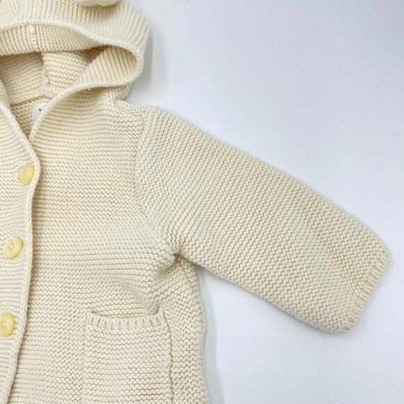 Baby GAP Beige Bear Ears Hood Button Up Cardigan Size 3-6 M - Picture 5 of 8